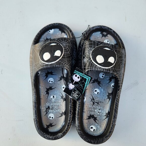 NEW Nightmare Before Christmas Men's Size 11 Sandals Slides Slippers Black White - Picture 15 of 16